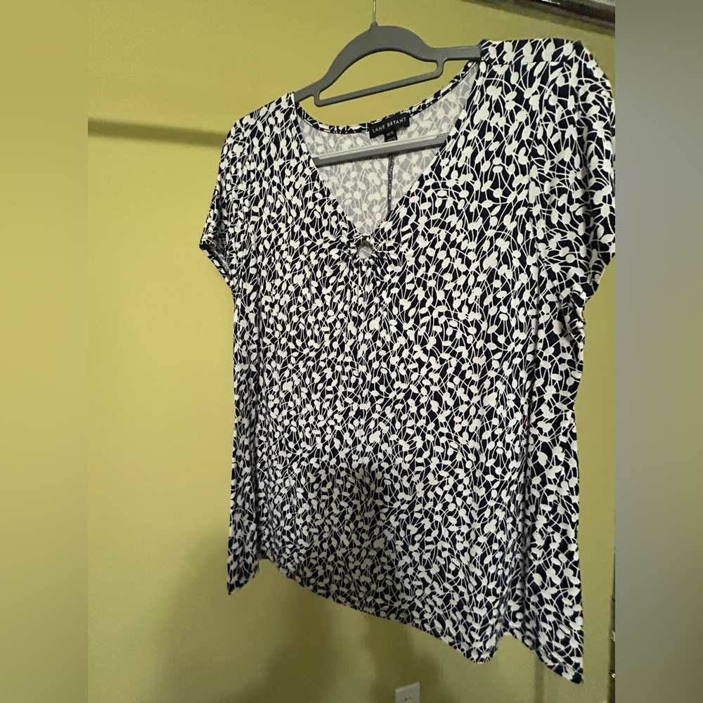 Lane Bryant Black and White Patterned Blouse